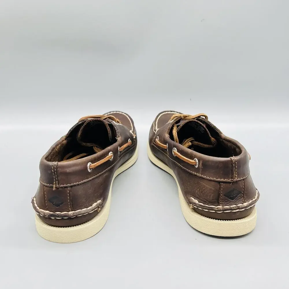 Sperry Shoes Mens 10 Brown Leather Top Sider Boat Deck Moc Toe Casual Comfort